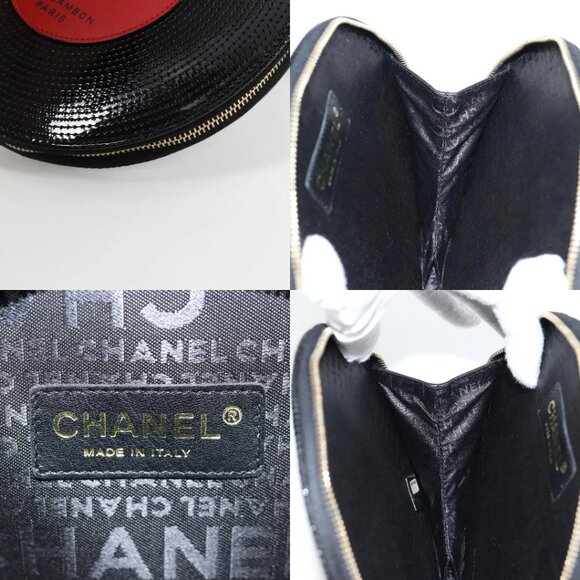 CHANEL Pouch Patent leather Black CC Auth 136541M - Picture 13 of 14